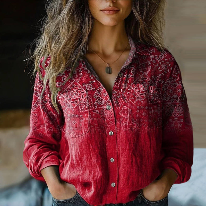 Anette | Vintage Printed Blouse
