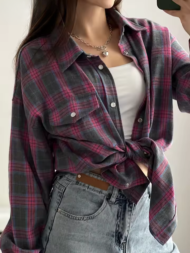 Susan | Oversized Vintage Check Shirt