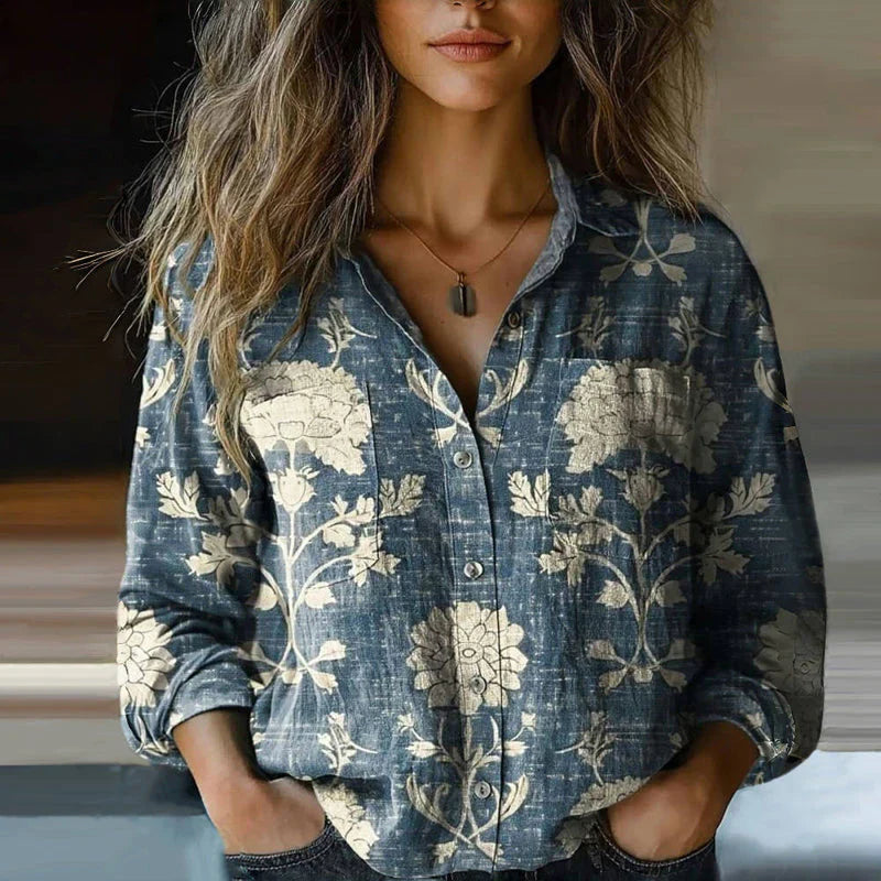 Anette | Vintage Printed Blouse