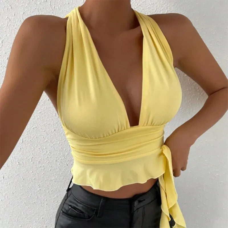Selena | Fitted Deep V-Neck Top