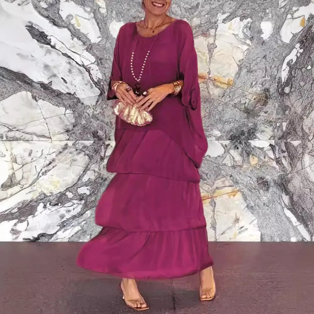 Rosina | Elegant O-Neck Ruffle Dress