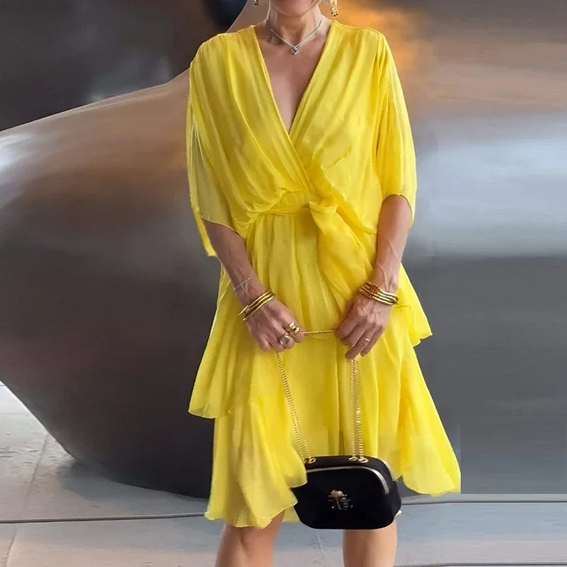 Florie | Elegant Layered Ruffle Maxi Dress
