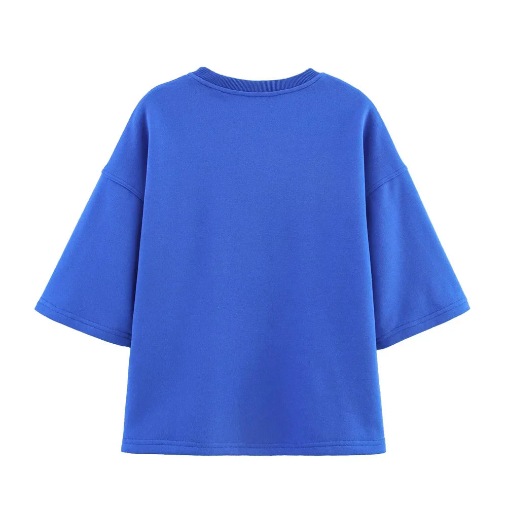 Devyn | Blue Printed Washed T-Shirt & Shorts Set