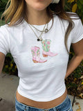 Crystal | Boot Print Crop T-Shirt