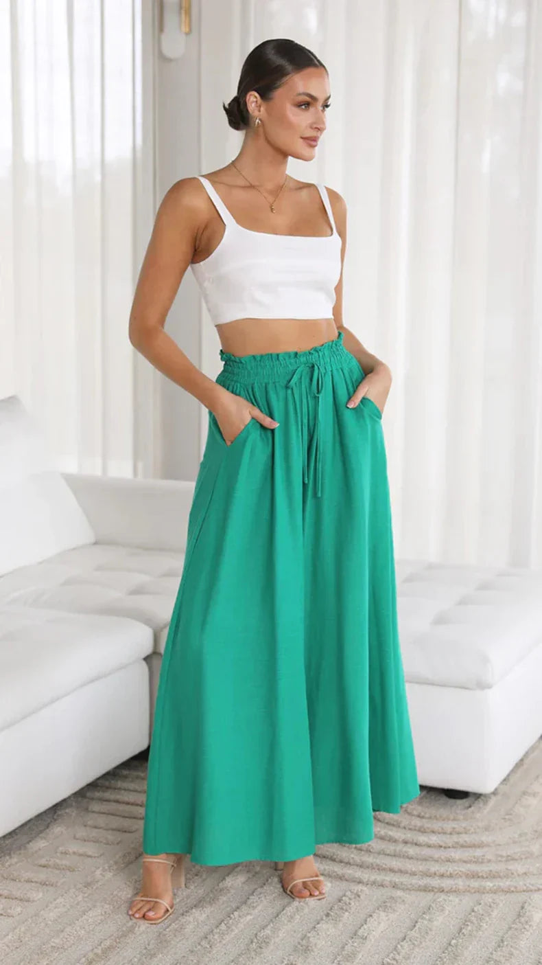 Bianca | Elastic Waist, Wide Leg Trousers