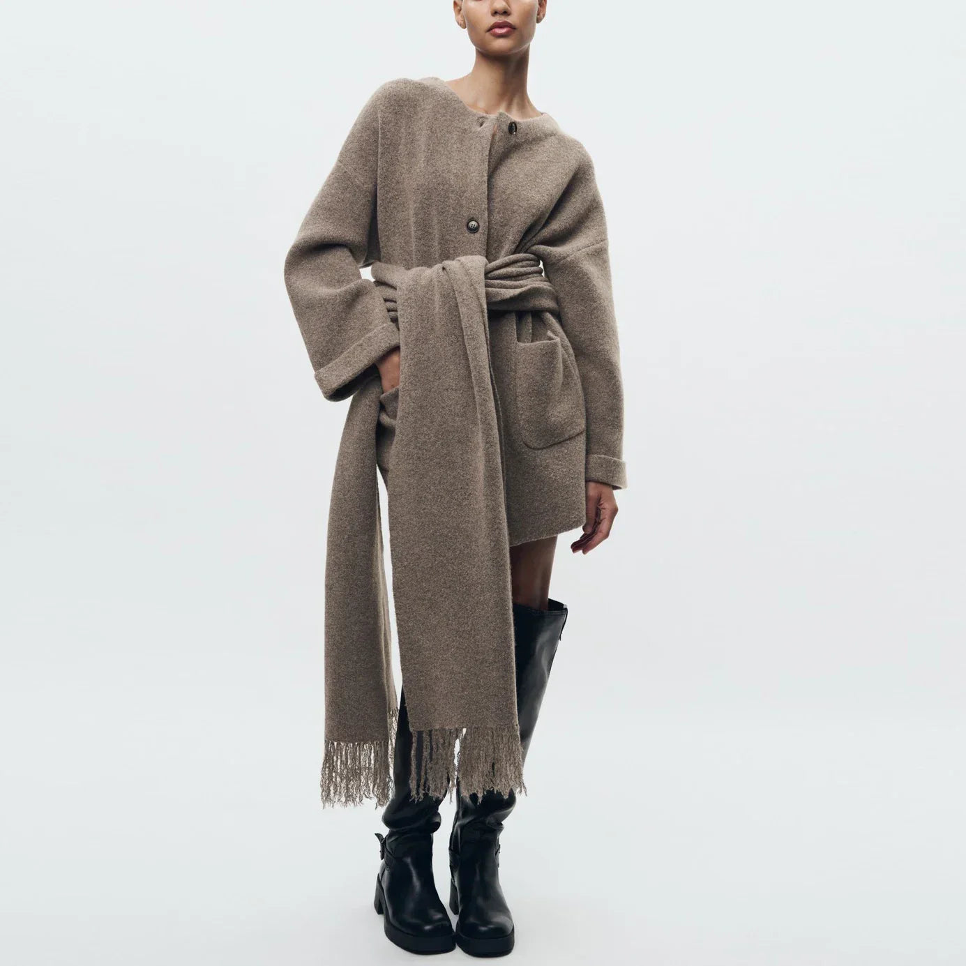 Abigail | Knitted Cardigan with Scarf