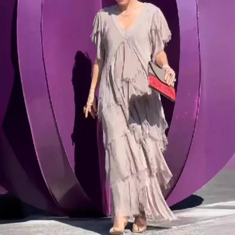 Larisa | Elegant Short Sleeve Maxi Dress