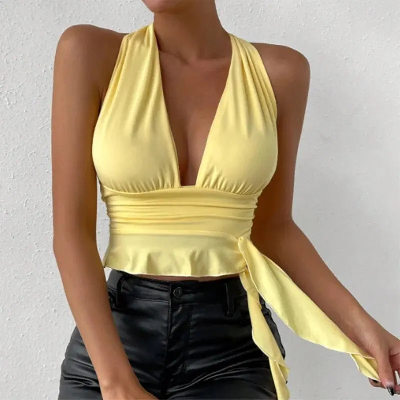 Selena | Fitted Deep V-Neck Top