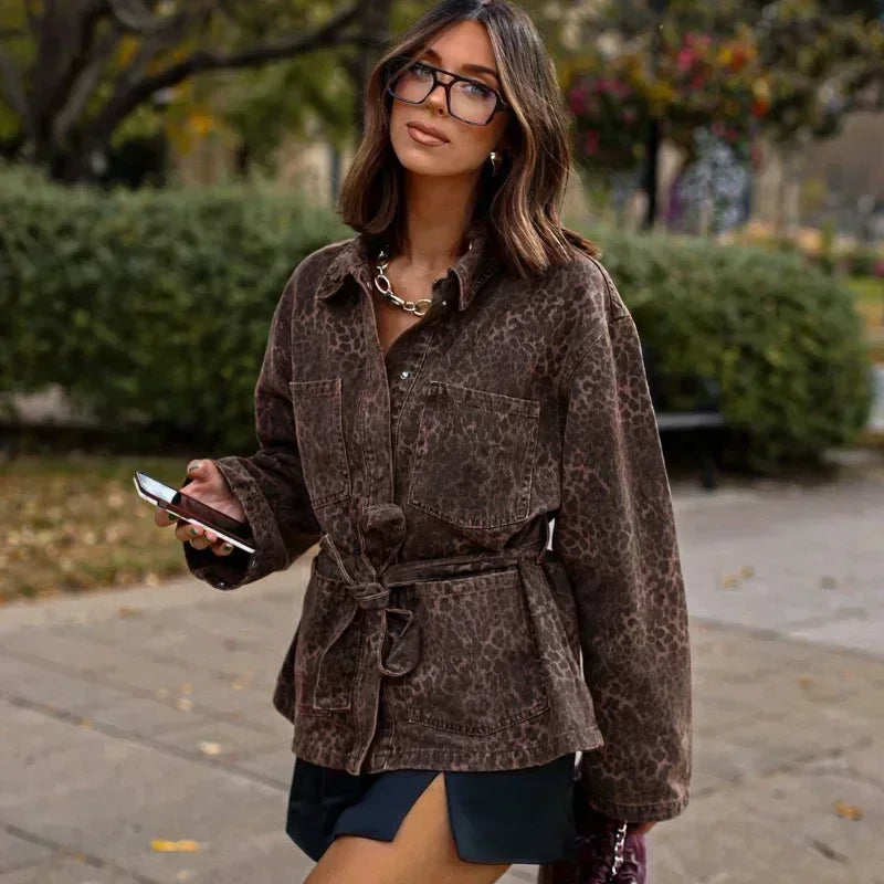 Jolina | Leopard Print Belted Coat