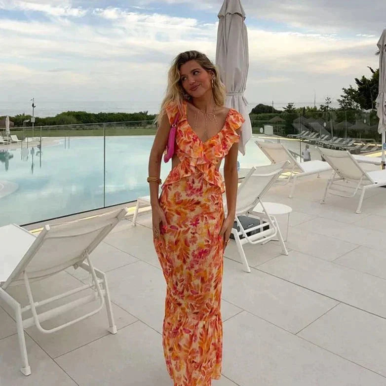 Lyn | Printed Dress with Ruffles