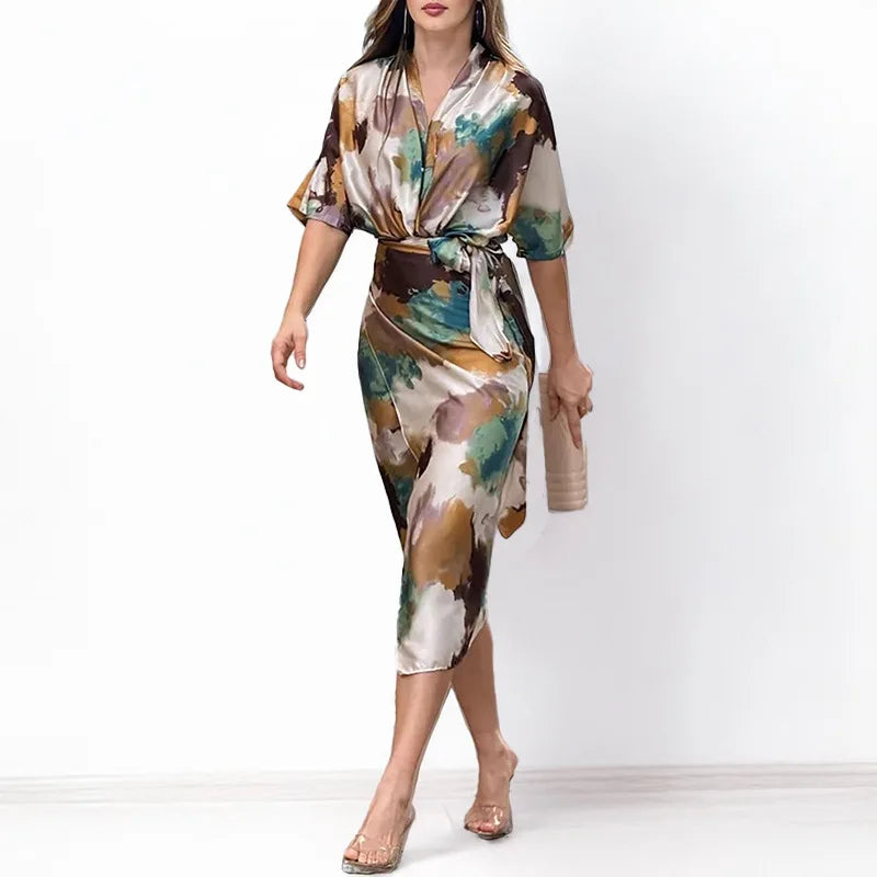 Roxane  | Belted V-Neck Maxi Dress