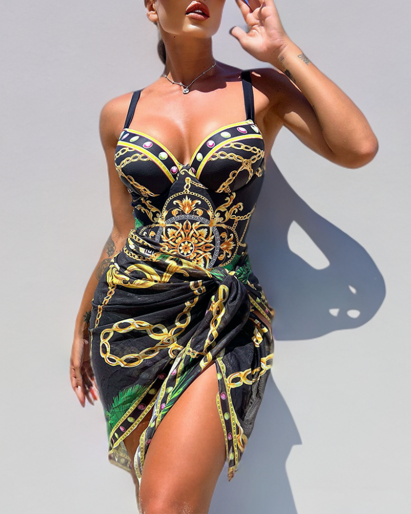 Leta | Push-up swimsuit with chain details