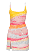 Sabrina | Color Pop Square-Neck Mini Dress