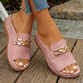 Ella | Gold-Link Slide Sandals