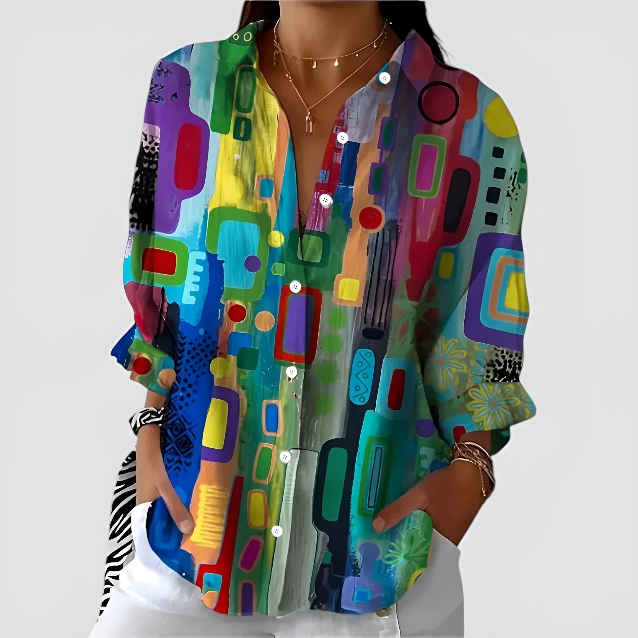 Blanka | Blouse with Geometric Pattern