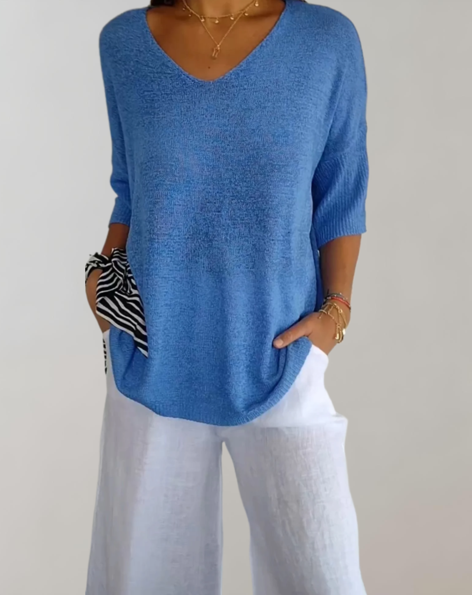Rose | Luxurious V-Neck Knit Top