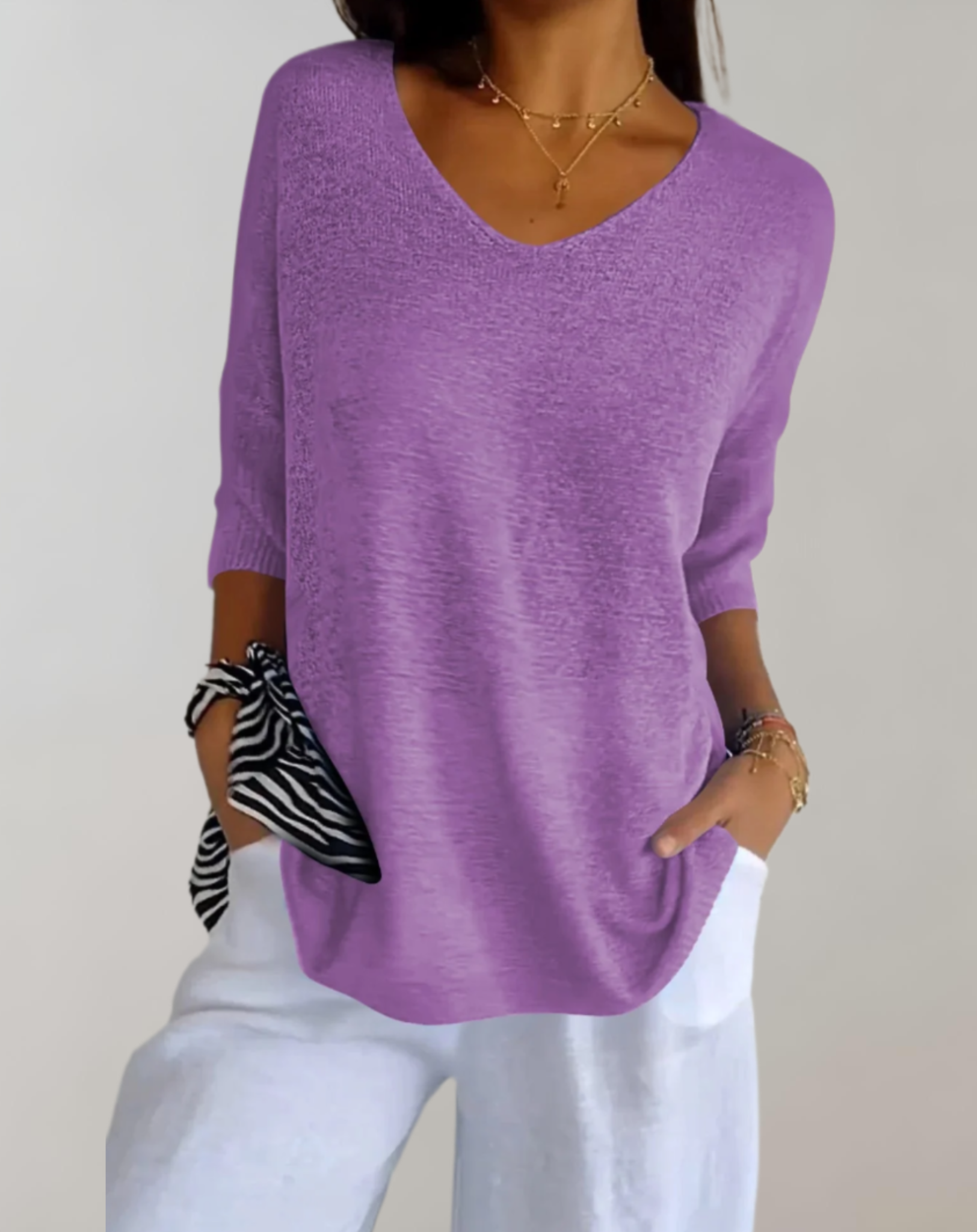 Rose | Luxurious V-Neck Knit Top