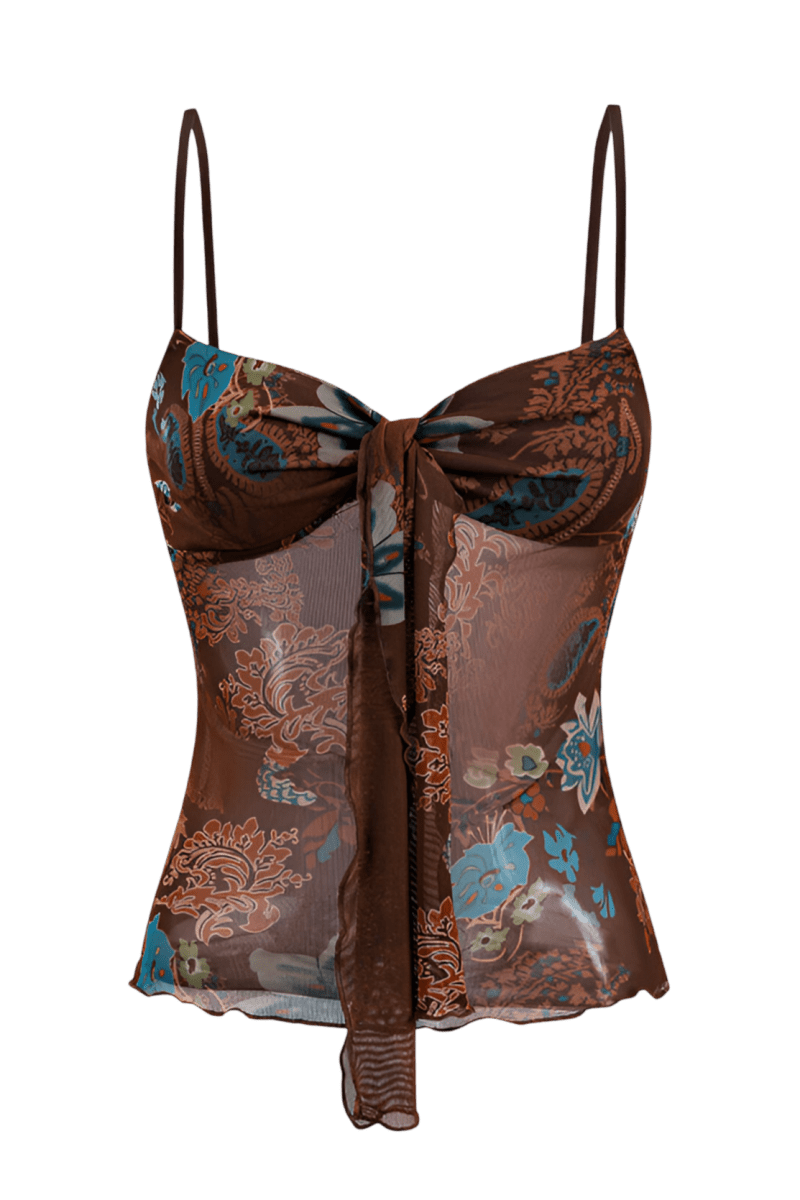 Gwenna | Lightweight Printed Tie Crop Top